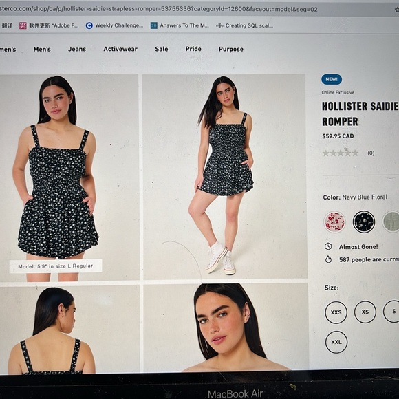 Hollister Dress, color Navy Blue Floral, S - Picture 5 of 5